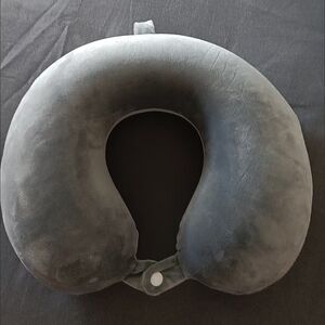 Gray U-Shaped Pillow with White Insert - Like New!